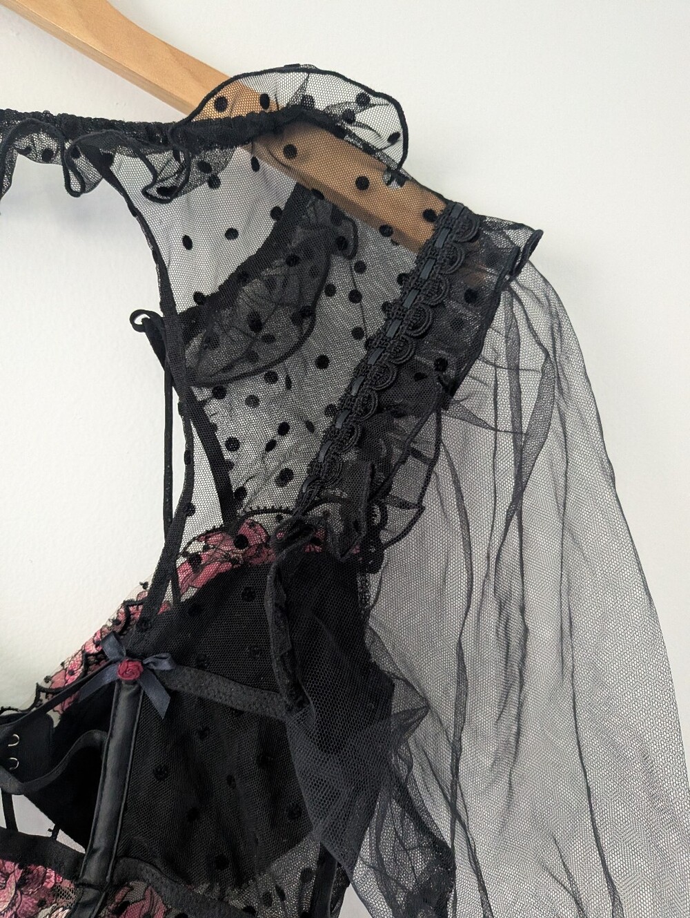 For Love and Lemons Juliet Puff Sleeve Black Lace Dress - Picture 8 of 12